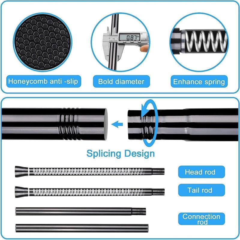 ZipGlo Shower Curtain Rod Black Tension Rod 45 to 77 Inch 2PCS Spring Curtain Rod Shower rod Non Slip shower curtain rod 1pcs for Windows No Drilling Adjustable Tension Rods of Curtain Window Closet Kitchen - Image 5